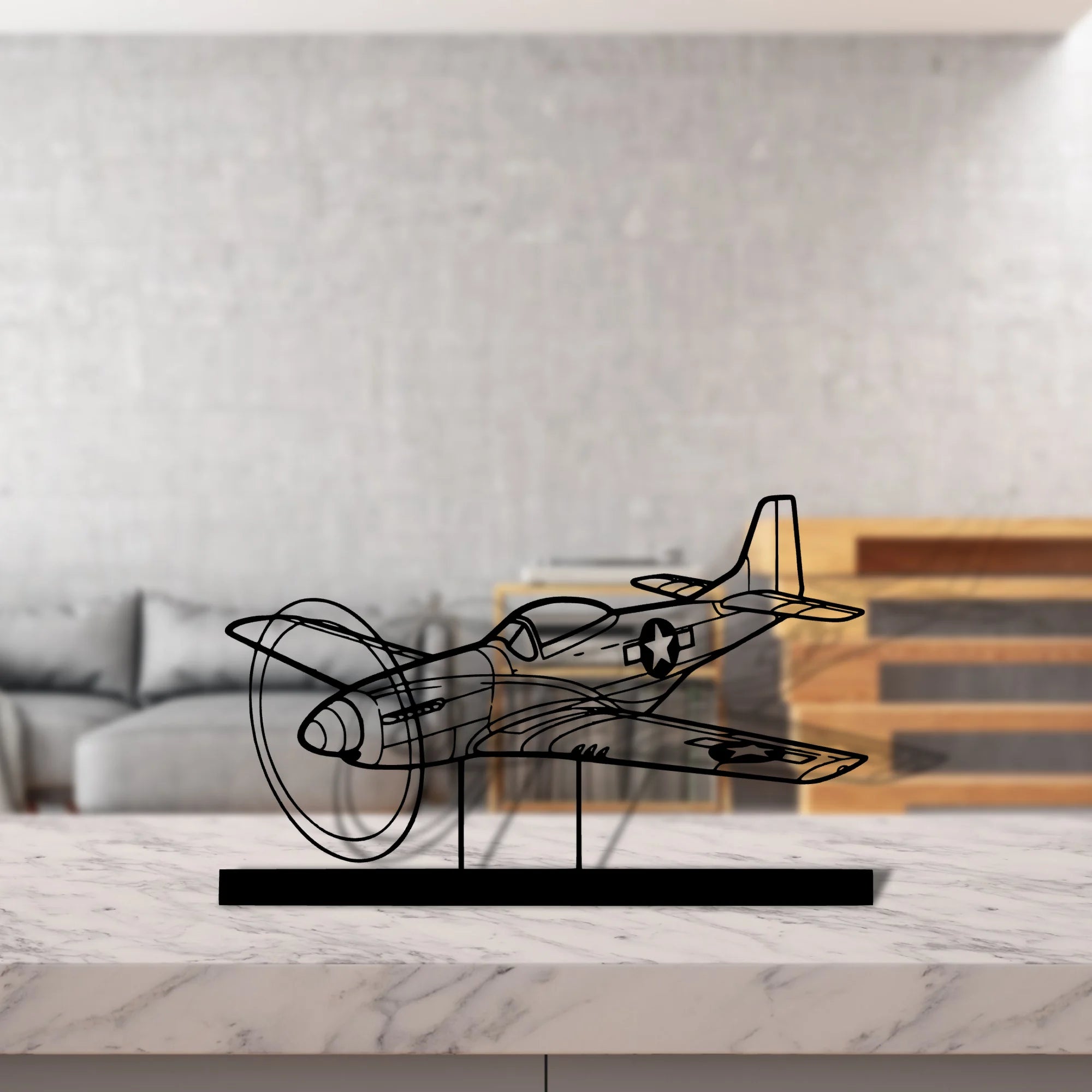 p-51d-mustang Silhouette Metal Art Stand - Tinvibe