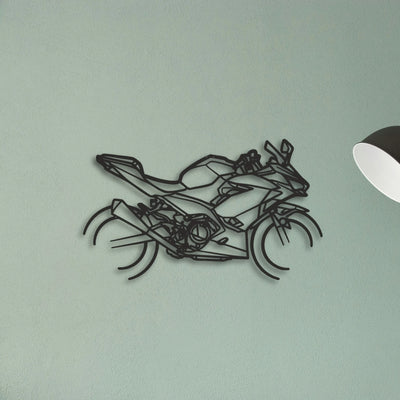 P4 2020 Kawasaki Ninja 400 2020 Kawasaki Ninja 400 Classic Motorcycle Silhouette Metal Wall Art - Tinvibe