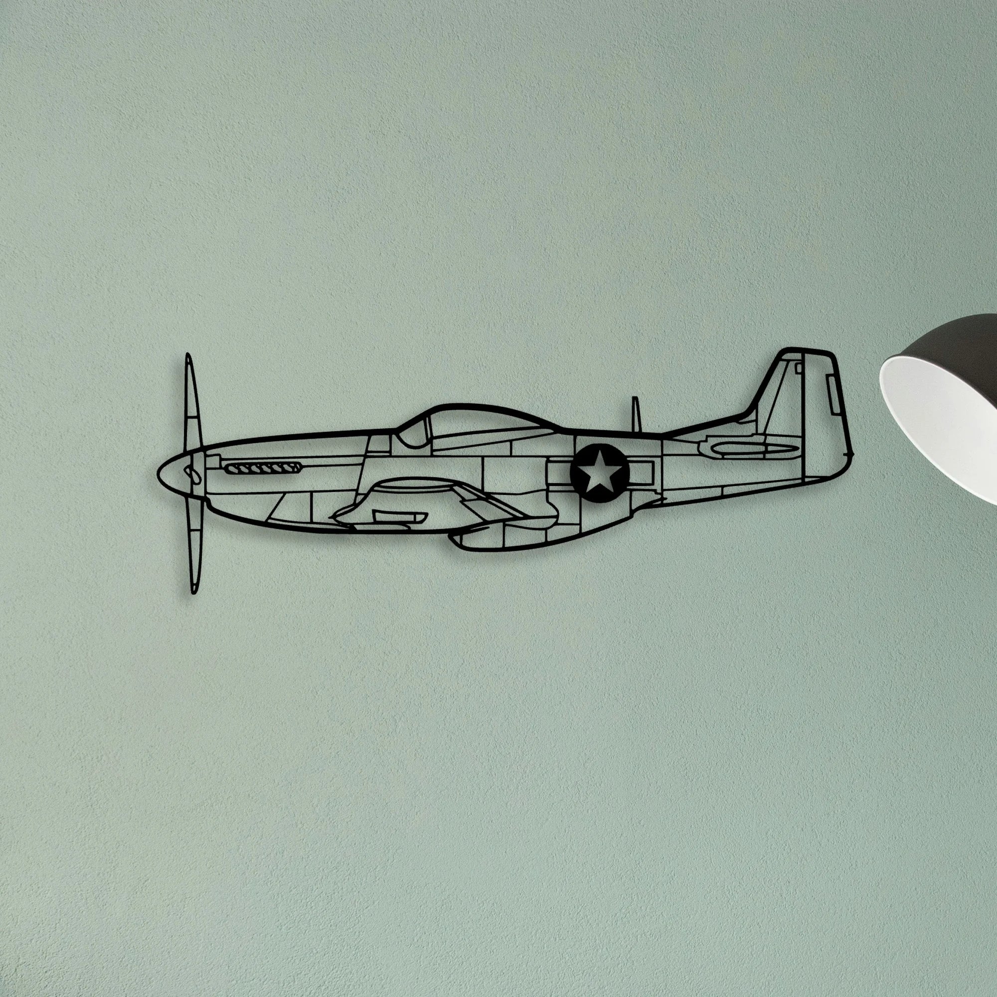 P51 Mustang Classic Aircraft Silhouette Metal Wall Art - Tinvibe