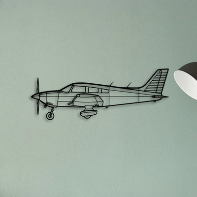 PA 28 181 Archer Classic Aircraft Silhouette Metal Wall Art - Tinvibe