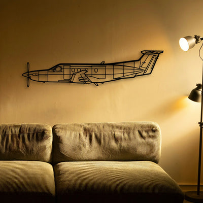 Pilatus Pc 12 Classic Aircraft Silhouette Metal Wall Art - Tinvibe
