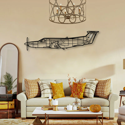 Pilatus Pc 12 Classic Aircraft Silhouette Metal Wall Art - Tinvibe
