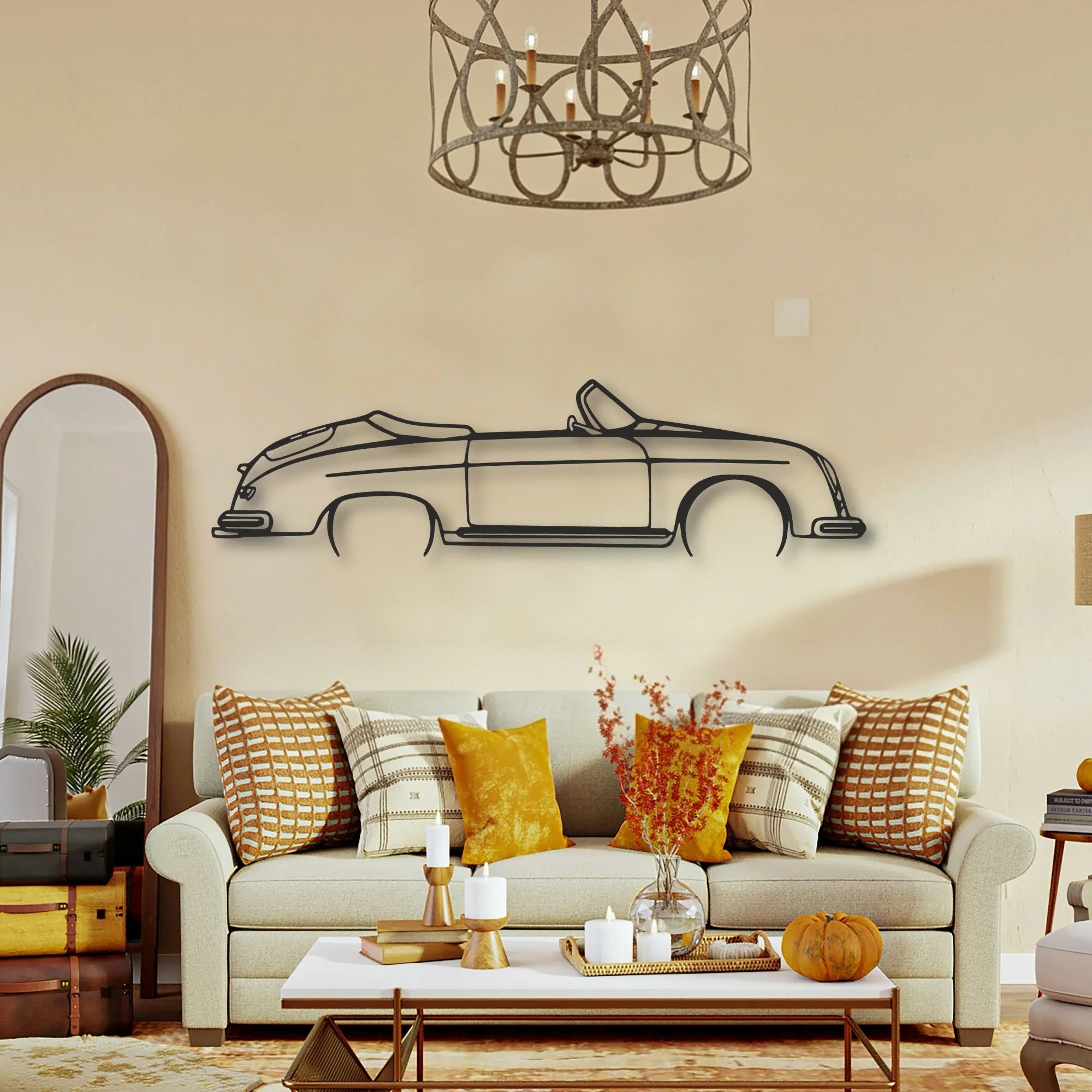 Porsche 356 Speedster Classic Silhouette Metal Wall Art - Tinvibe