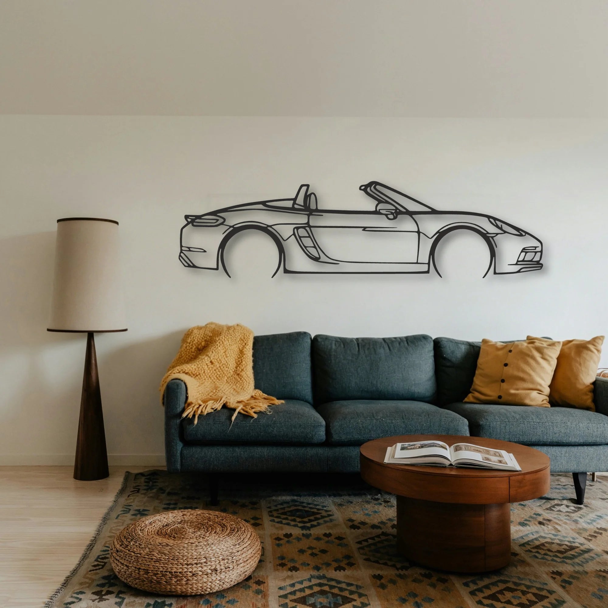 Porsche 718 Boxster GTS Classic Silhouette Metal Wall Art - Tinvibe