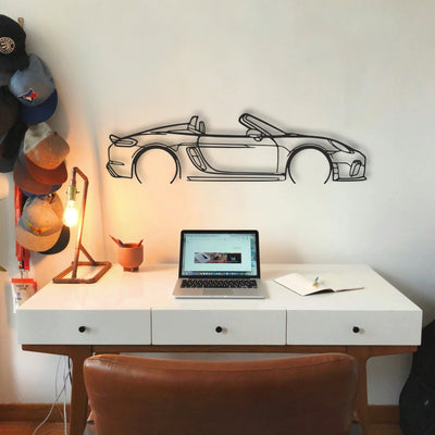 Porsche 718 Spider 2020 Classic Silhouette Metal Wall Art - Tinvibe
