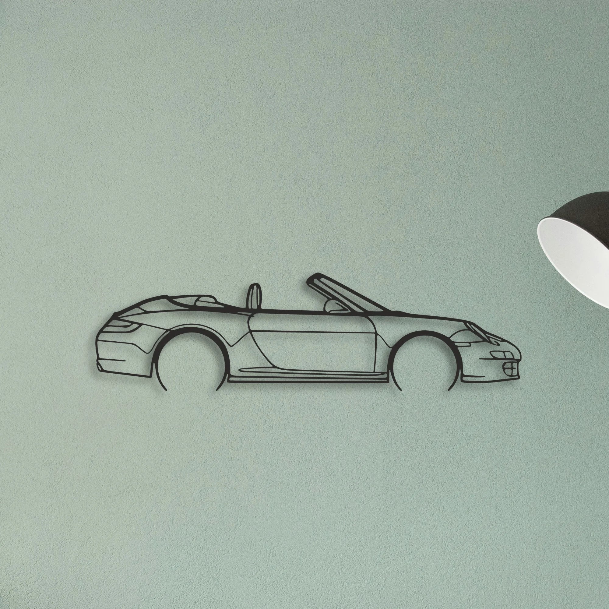 Porsche 911 Cabrio Model 997 Classic Silhouette Metal Wall Art - Tinvibe