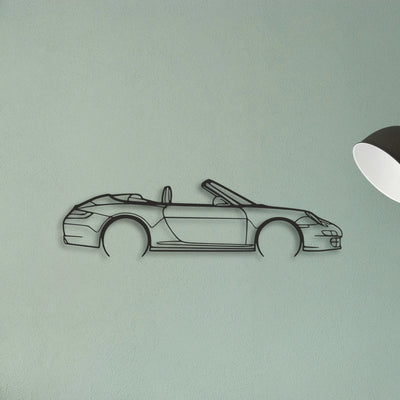 Porsche 911 Cabrio Model 997 Classic Silhouette Metal Wall Art - Tinvibe