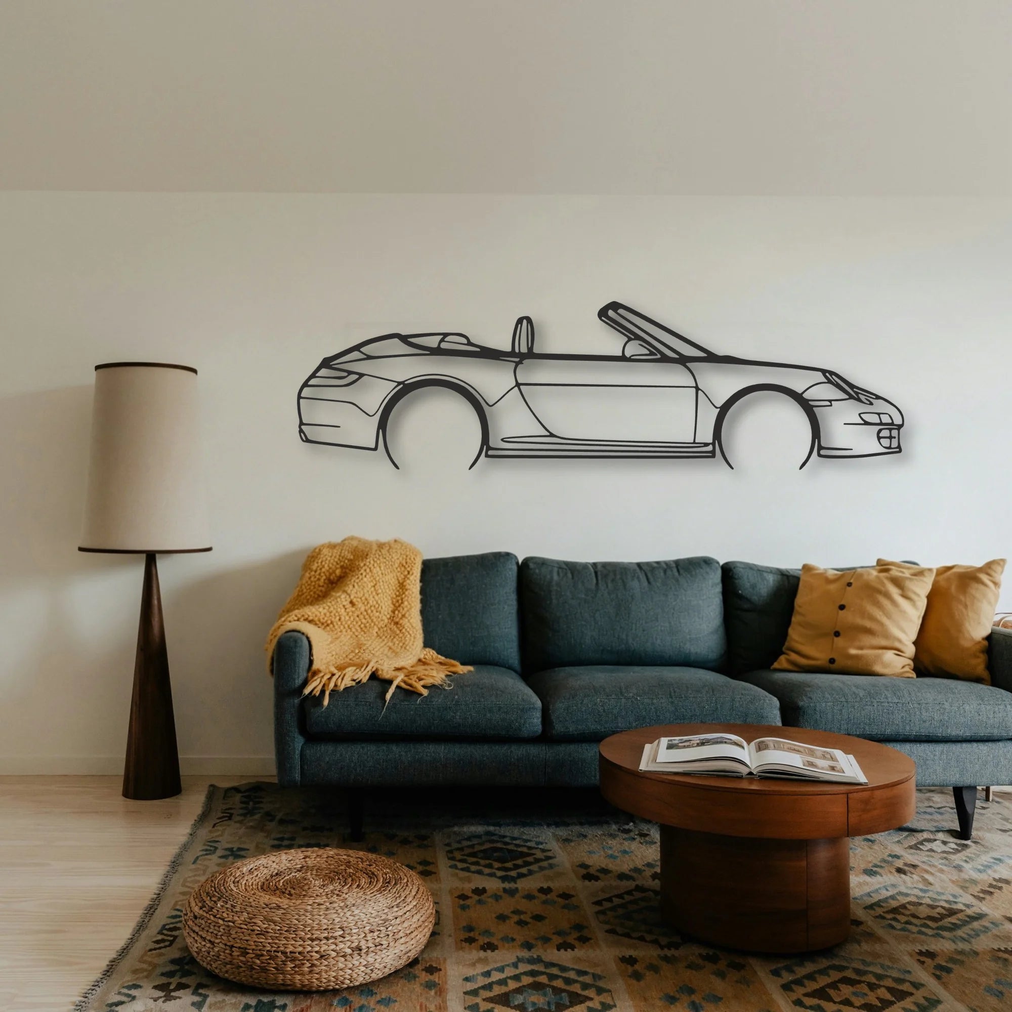 Porsche 911 Cabrio Model 997 Classic Silhouette Metal Wall Art - Tinvibe