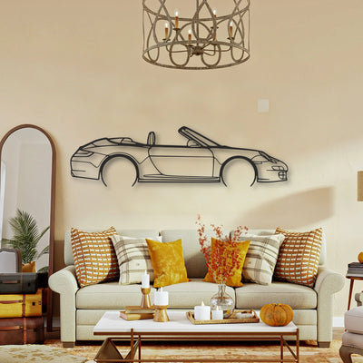 Porsche 911 Cabrio Model 997 Classic Silhouette Metal Wall Art - Tinvibe