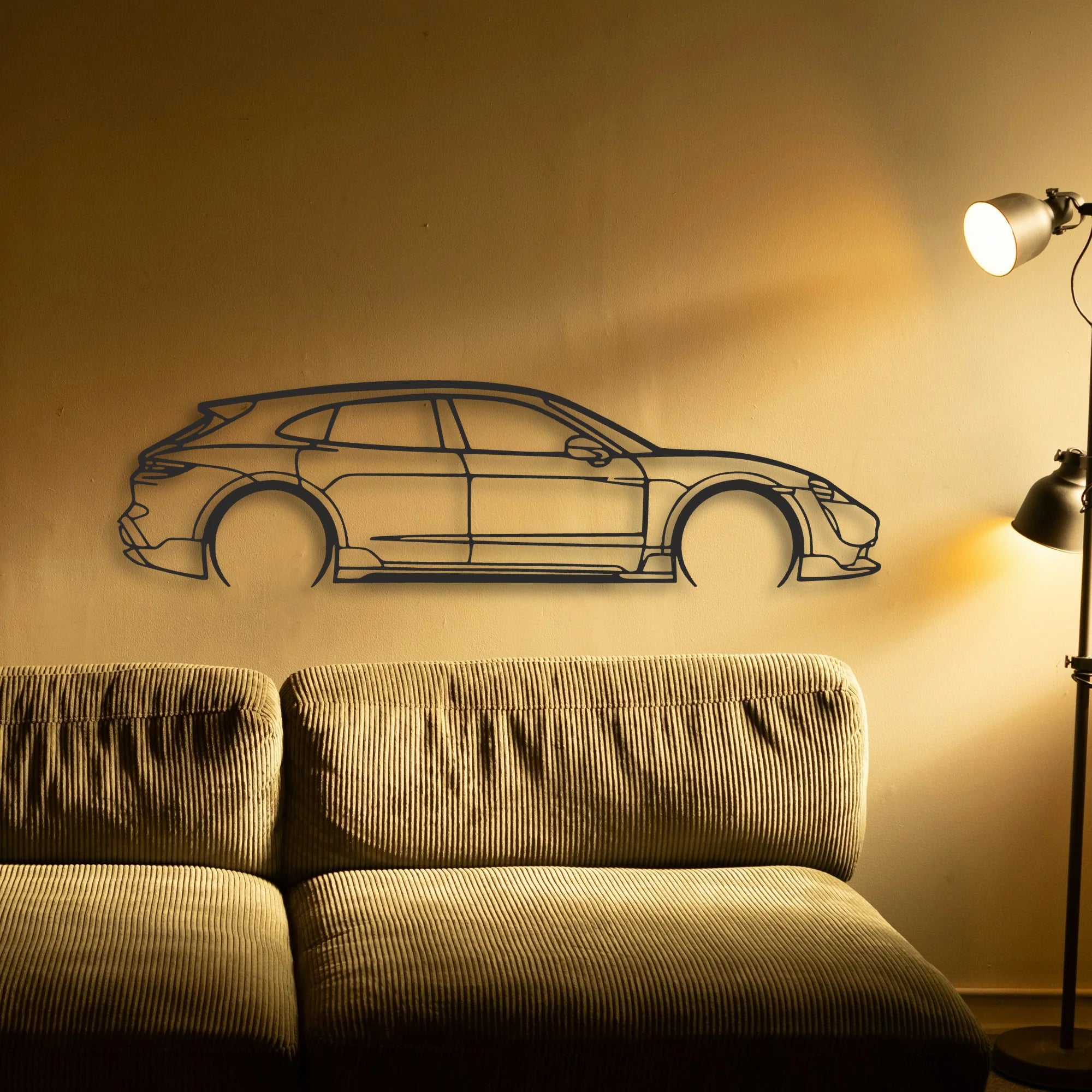 Porsche Taycan Turbo Cross Classic Silhouette Metal Wall Art - Tinvibe