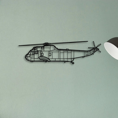 Sh 3 Sea King Classic Aircraft Silhouette Metal Wall Art - Tinvibe