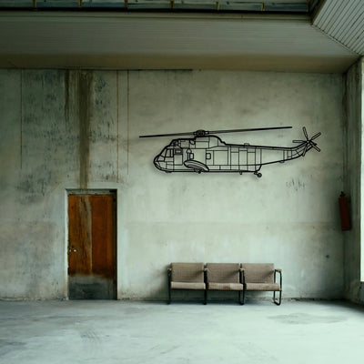 Sh 3 Sea King Classic Aircraft Silhouette Metal Wall Art - Tinvibe