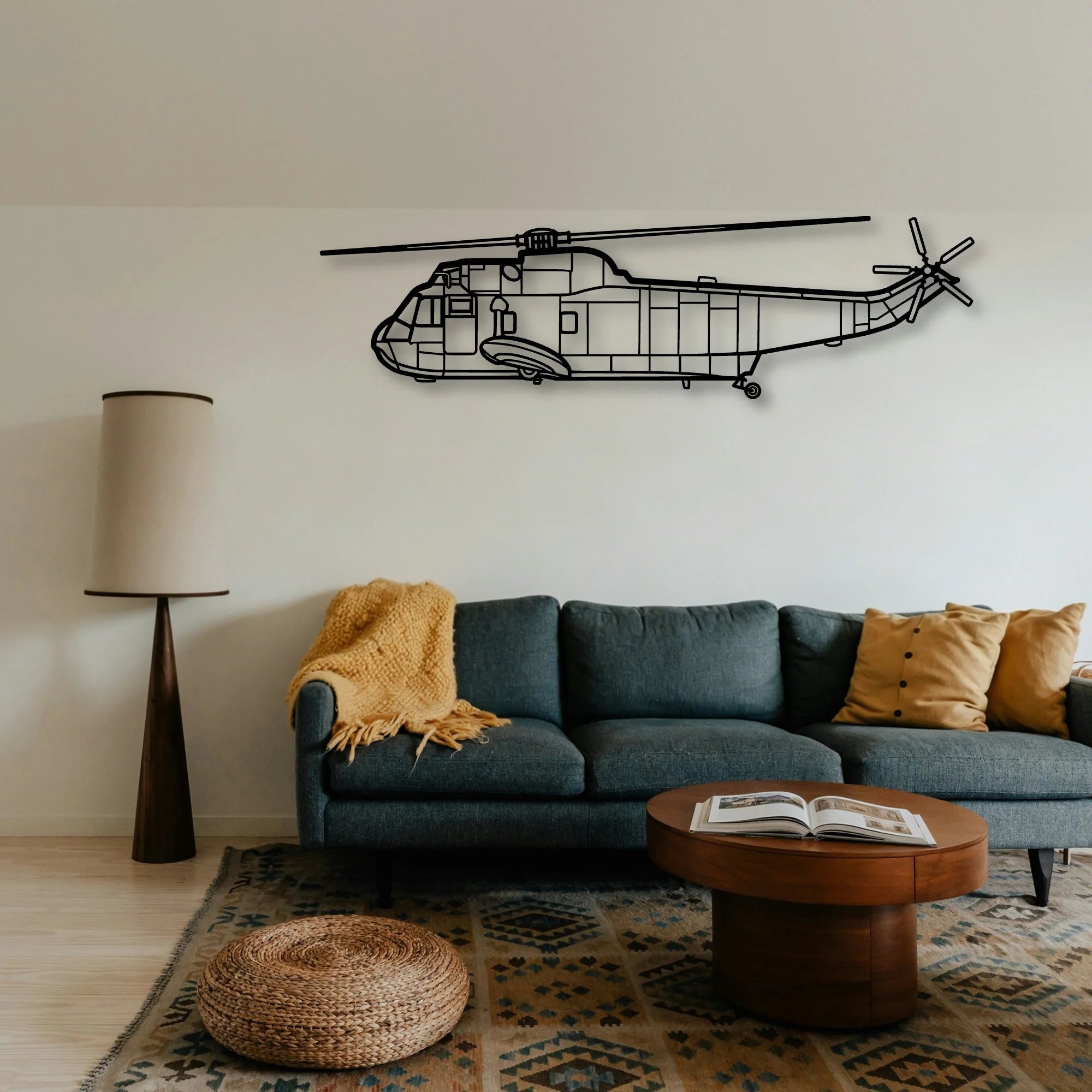 Sh 3 Sea King Classic Aircraft Silhouette Metal Wall Art - Tinvibe