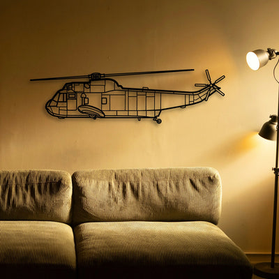 Sh 3 Sea King Classic Aircraft Silhouette Metal Wall Art - Tinvibe