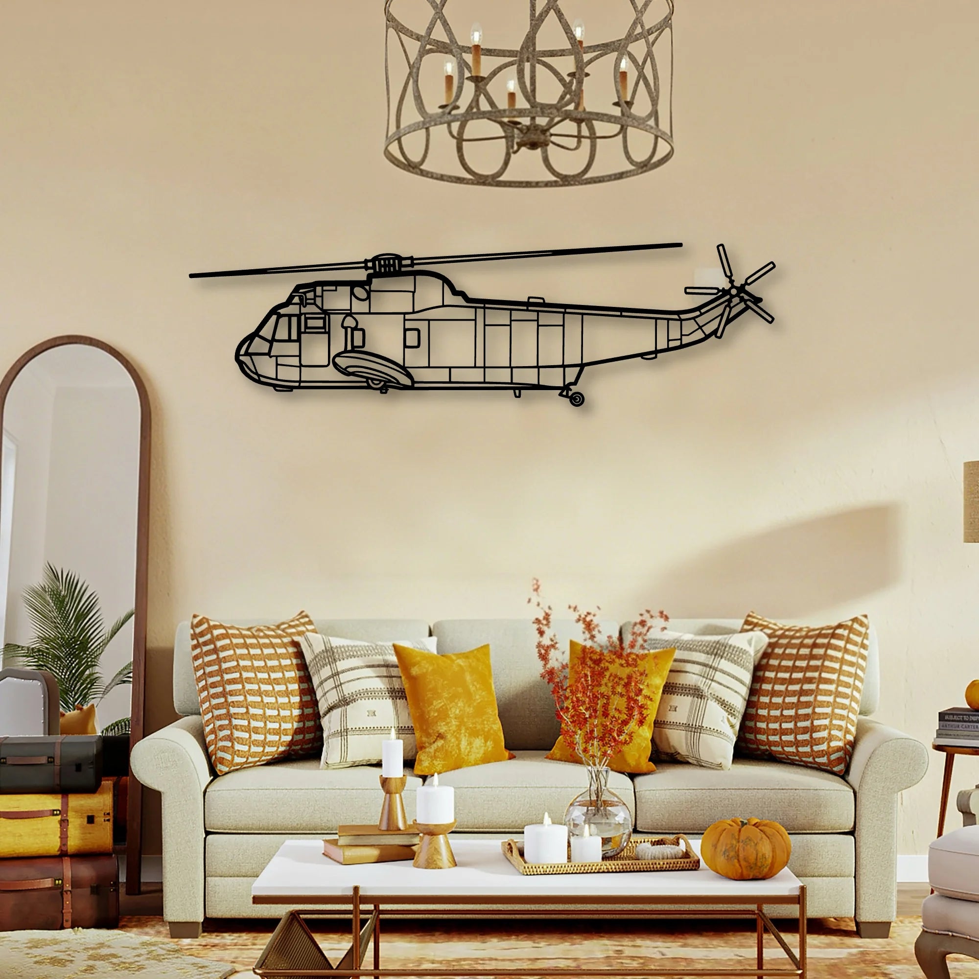 Sh 3 Sea King Classic Aircraft Silhouette Metal Wall Art - Tinvibe