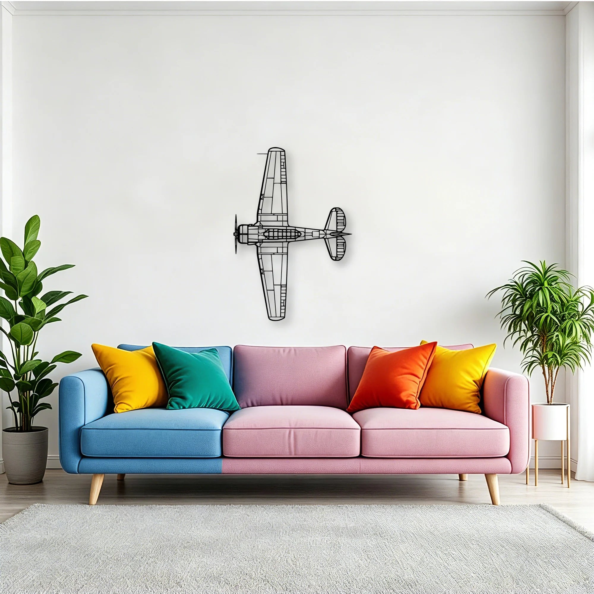Snj 5 Texan Classic Aircraft Silhouette Metal Wall Art - Tinvibe