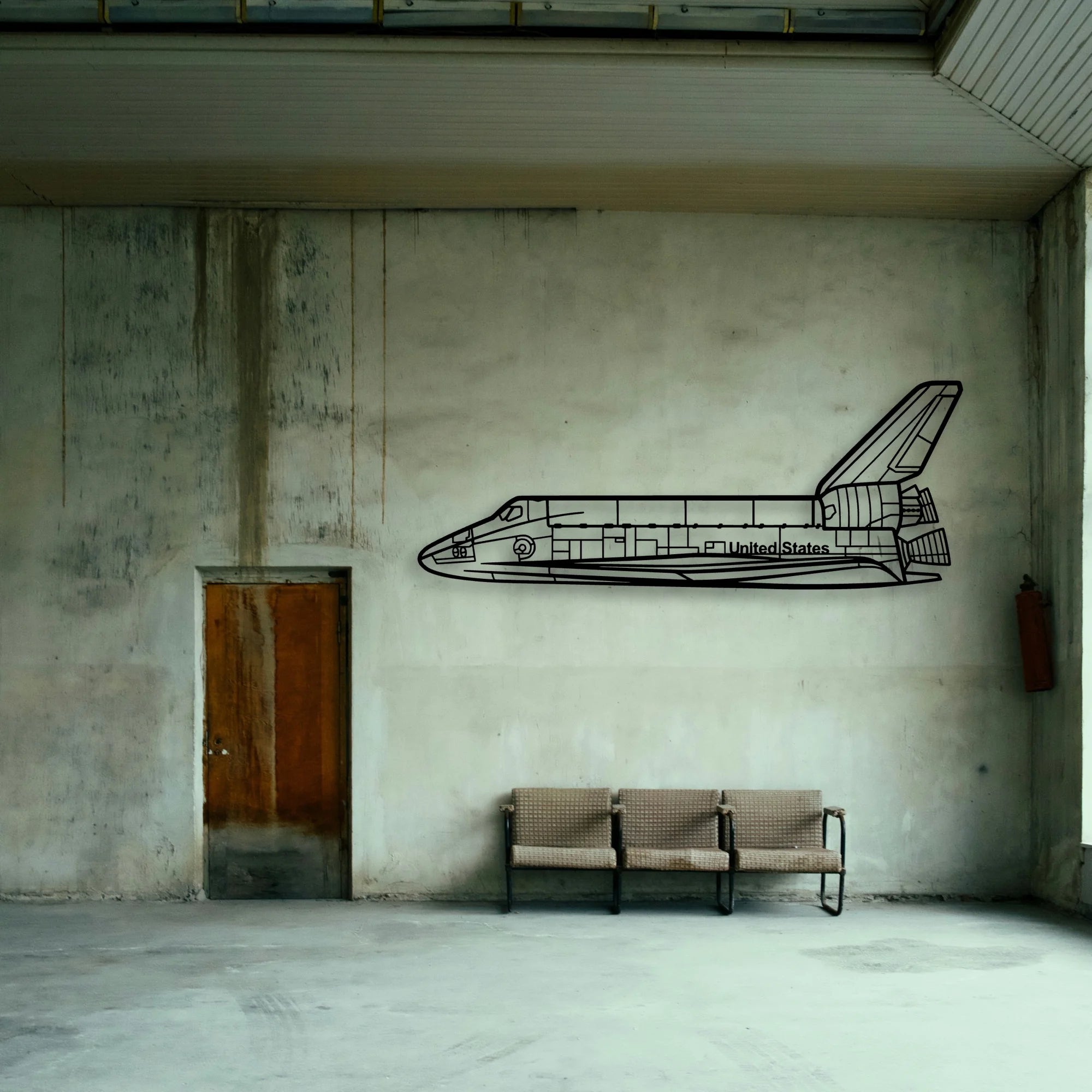 Space Shuttle Classic Aircraft Silhouette Metal Wall Art - Tinvibe