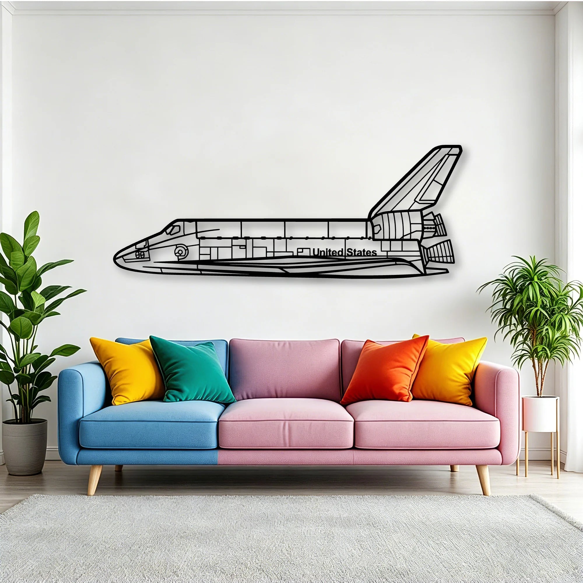Space Shuttle Classic Aircraft Silhouette Metal Wall Art - Tinvibe