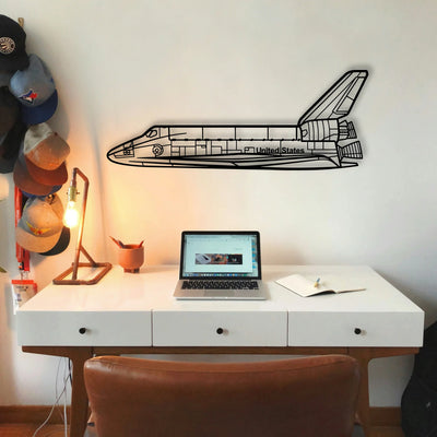 Space Shuttle Classic Aircraft Silhouette Metal Wall Art - Tinvibe