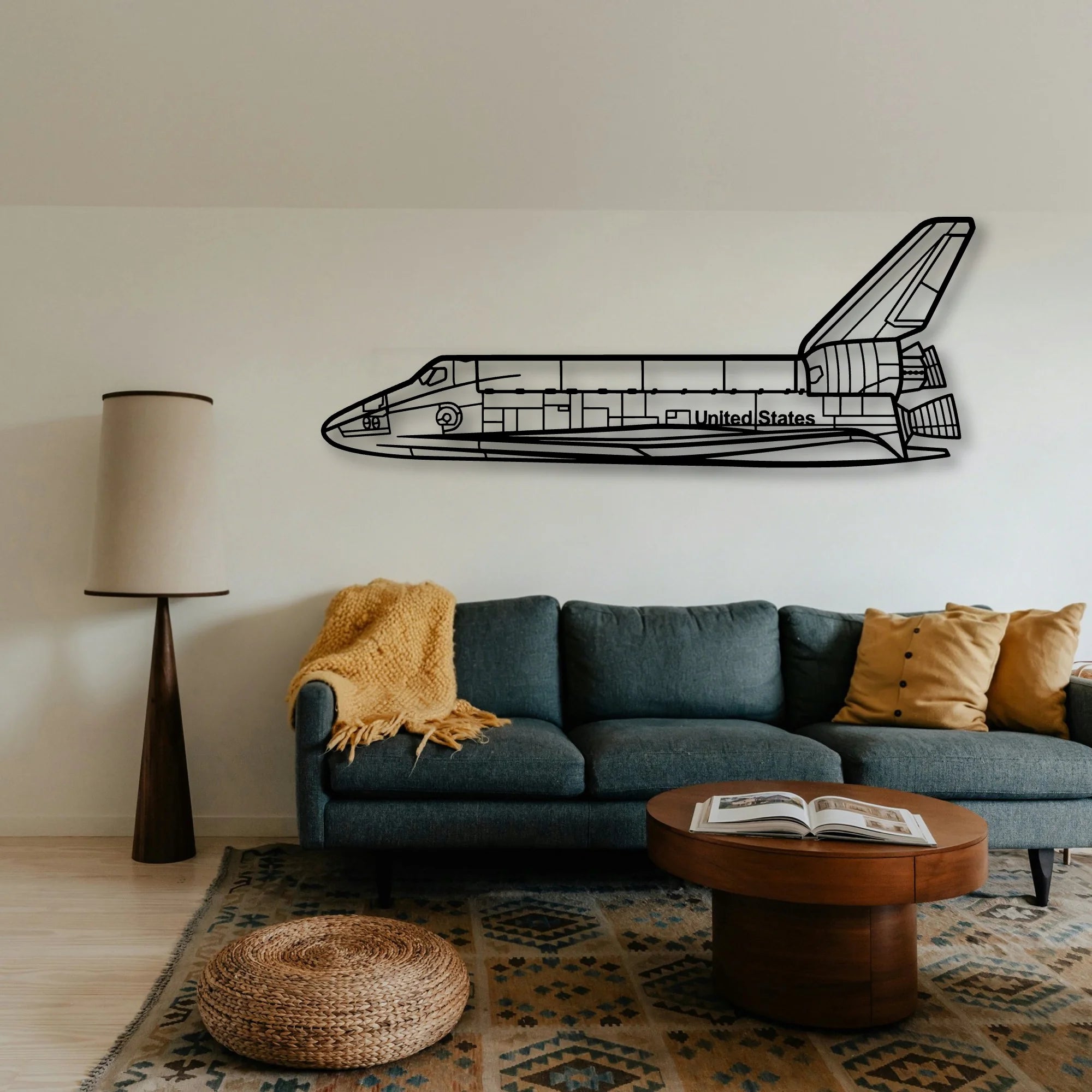 Space Shuttle Classic Aircraft Silhouette Metal Wall Art - Tinvibe