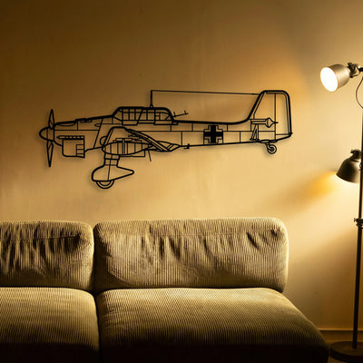 Stuka Ju 87 Classic Aircraft Silhouette Metal Wall Art - Tinvibe