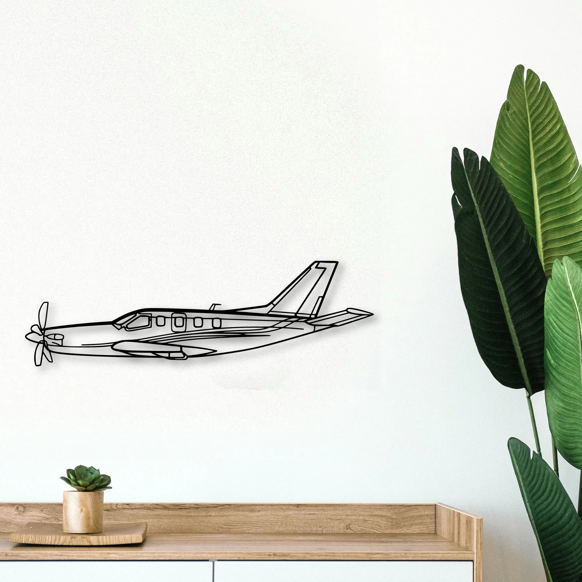 Tbm Classic Aircraft Silhouette Metal Wall Art - Tinvibe