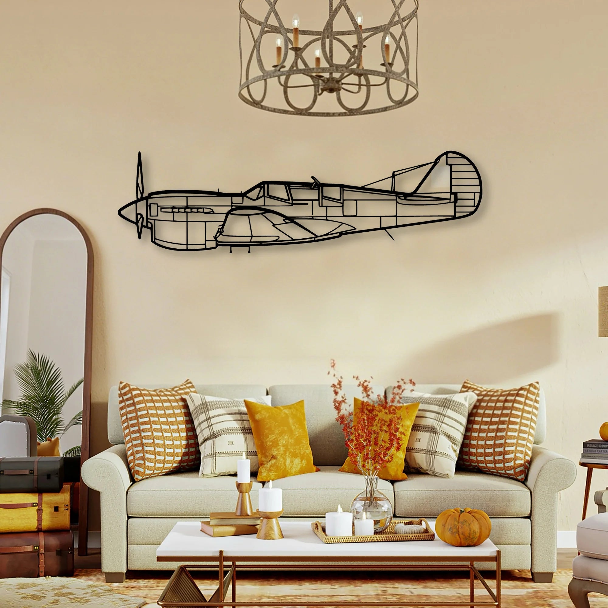 Tp 40N Warhawk Classic Aircraft Silhouette Metal Wall Art - Tinvibe