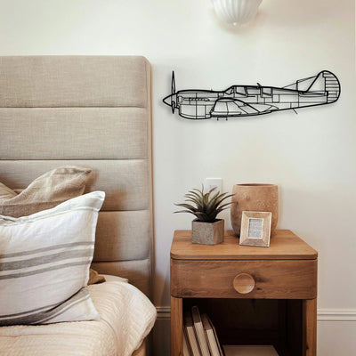 Tp 40N Warhawk Classic Aircraft Silhouette Metal Wall Art - Tinvibe