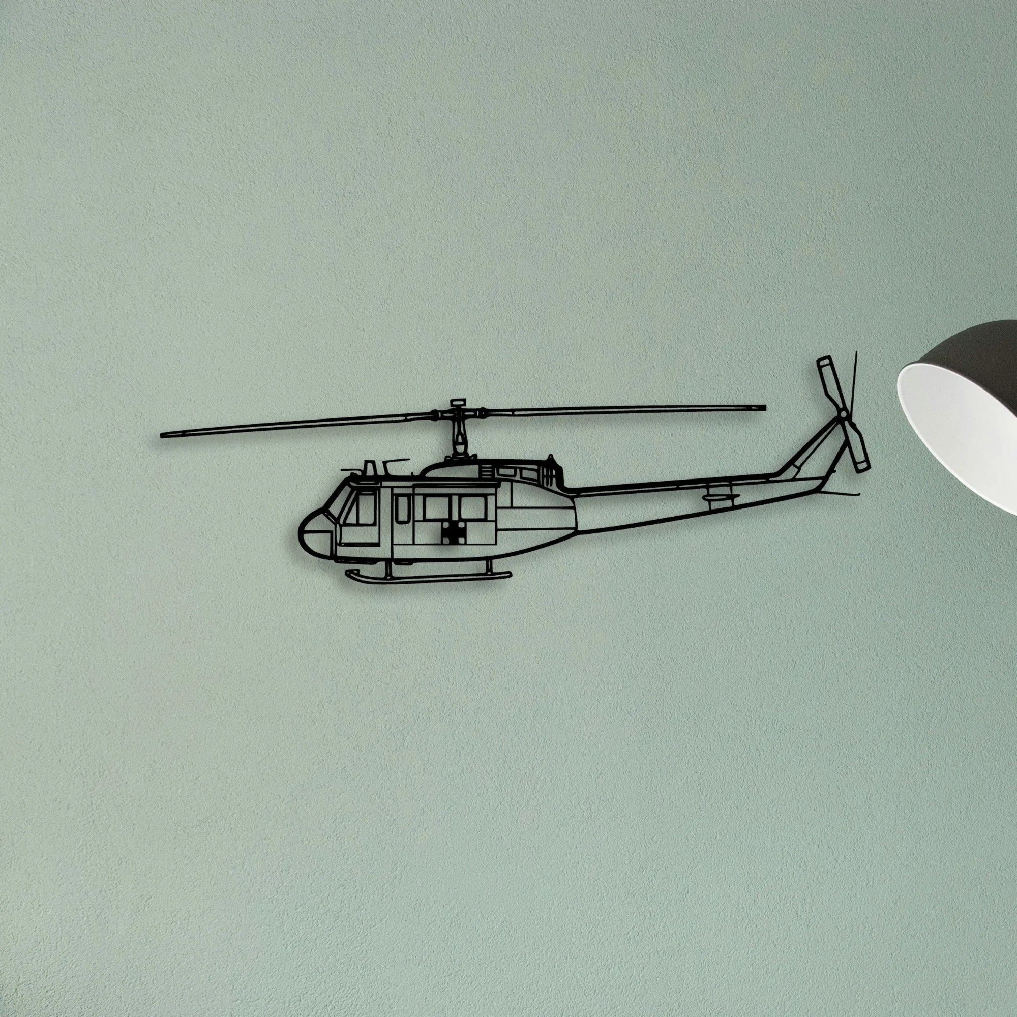 Uh 1 Iroquois Huey 1970 Classic Aircraft Silhouette Metal Wall Art - Tinvibe