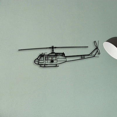Uh 1 Iroquois Huey 1970 Classic Aircraft Silhouette Metal Wall Art - Tinvibe