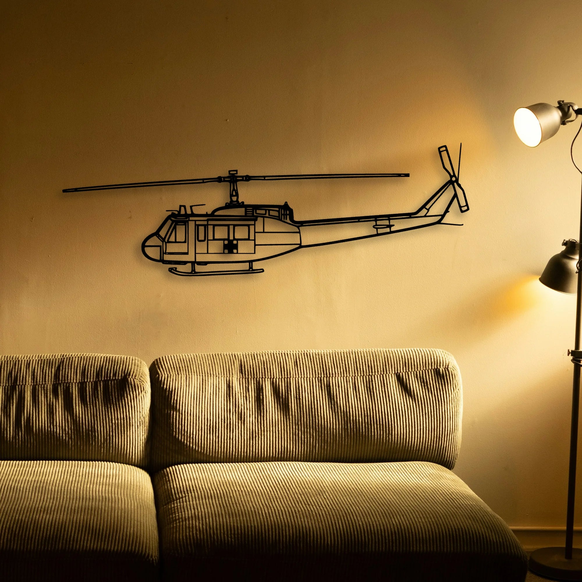 Uh 1 Iroquois Huey 1970 Classic Aircraft Silhouette Metal Wall Art - Tinvibe