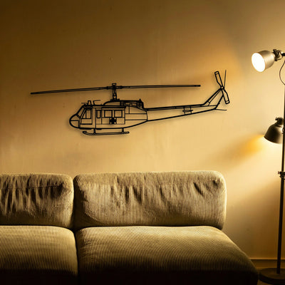 Uh 1 Iroquois Huey 1970 Classic Aircraft Silhouette Metal Wall Art - Tinvibe
