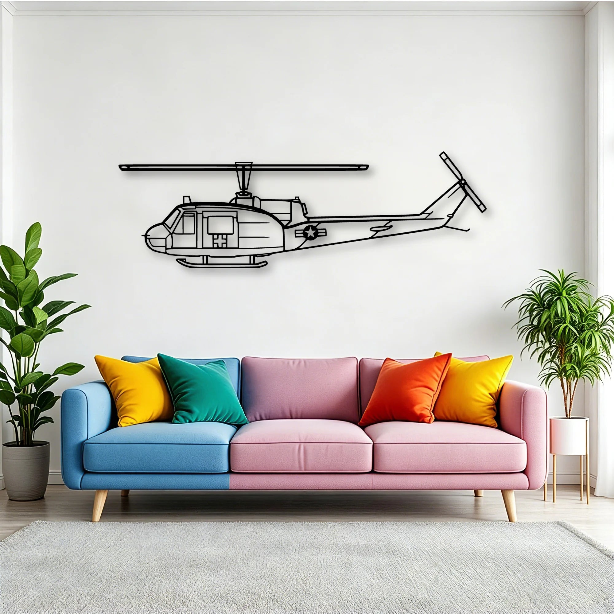 Uh 1 Med Classic Aircraft Silhouette Metal Wall Art - Tinvibe