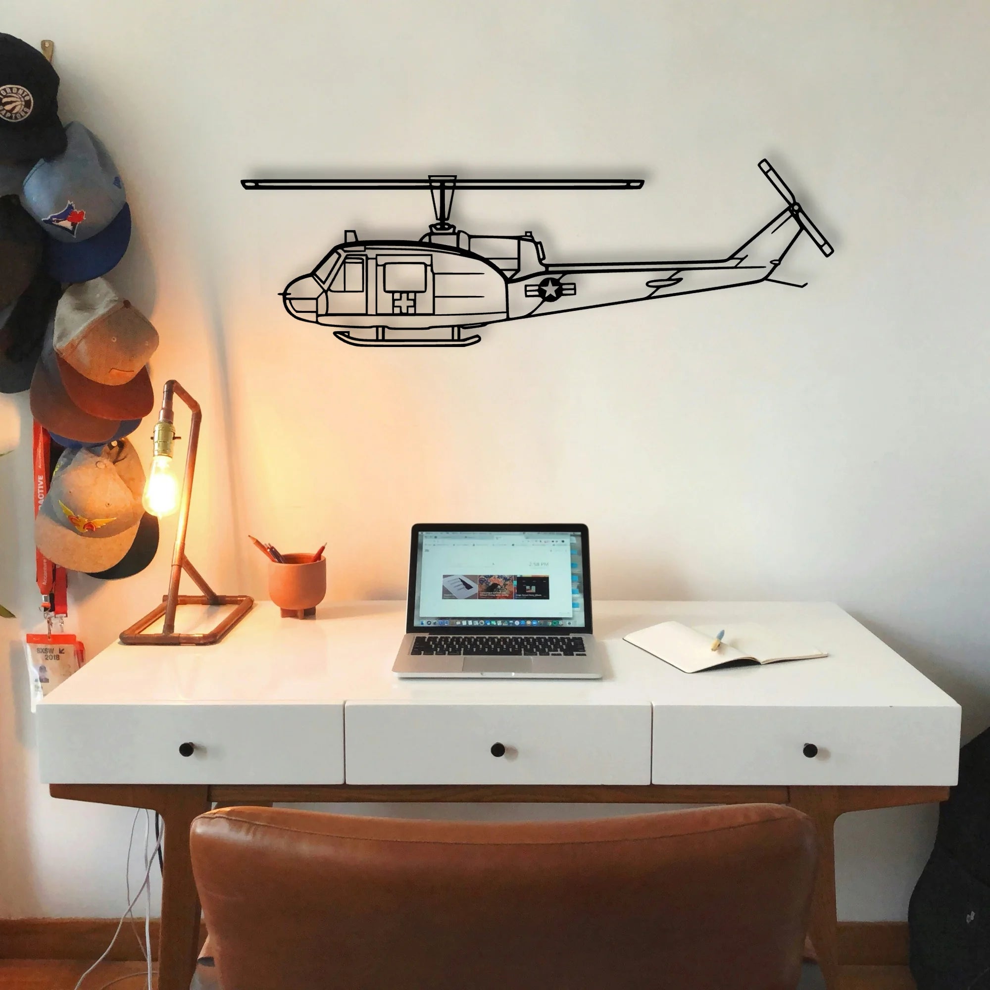 Uh 1 Med Classic Aircraft Silhouette Metal Wall Art - Tinvibe