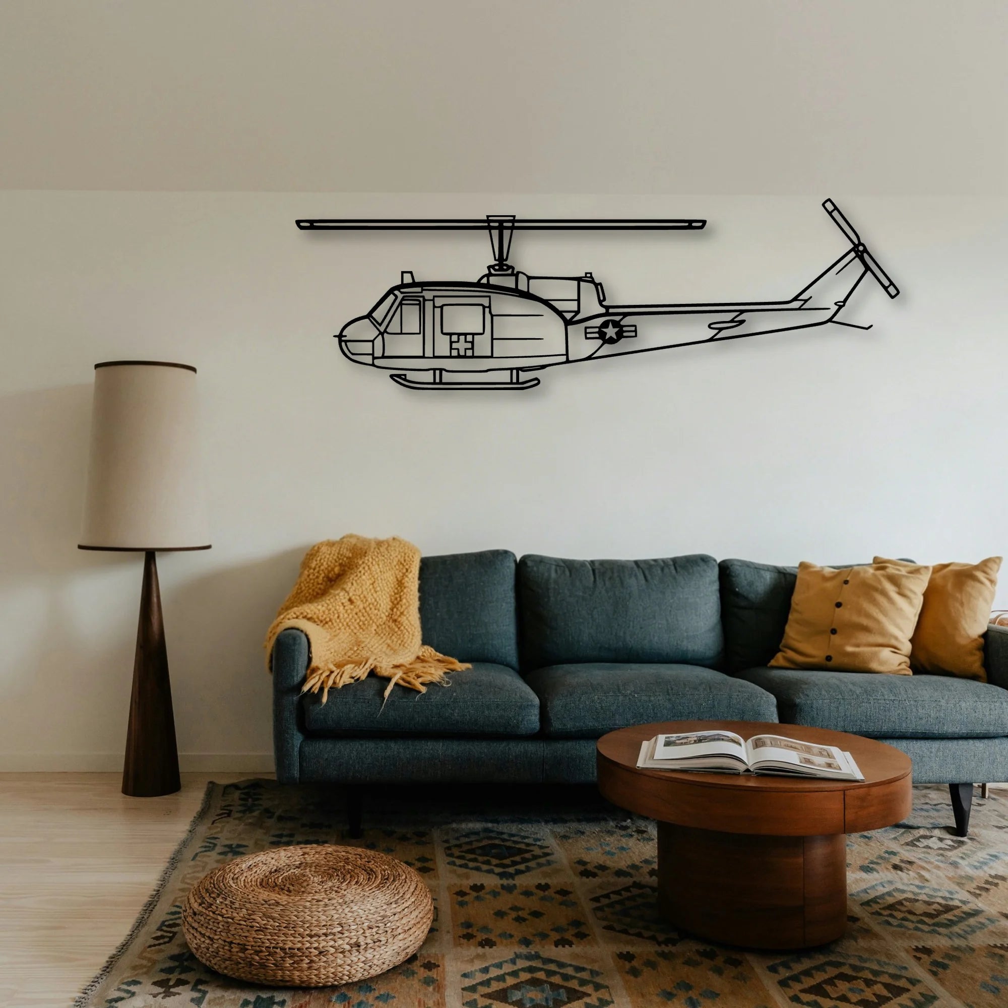 Uh 1 Med Classic Aircraft Silhouette Metal Wall Art - Tinvibe