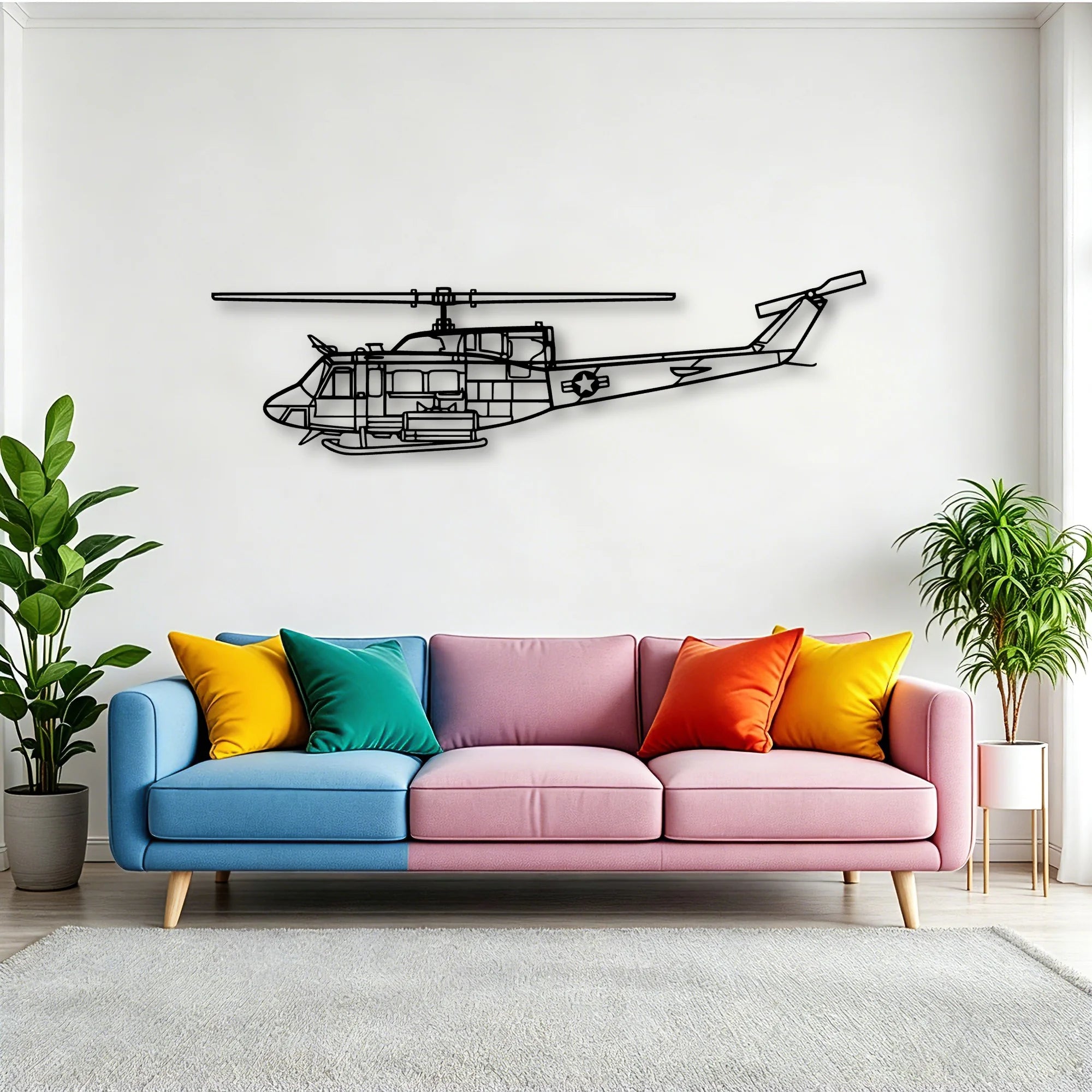 Uh 1N Huey Classic Aircraft Silhouette Metal Wall Art - Tinvibe