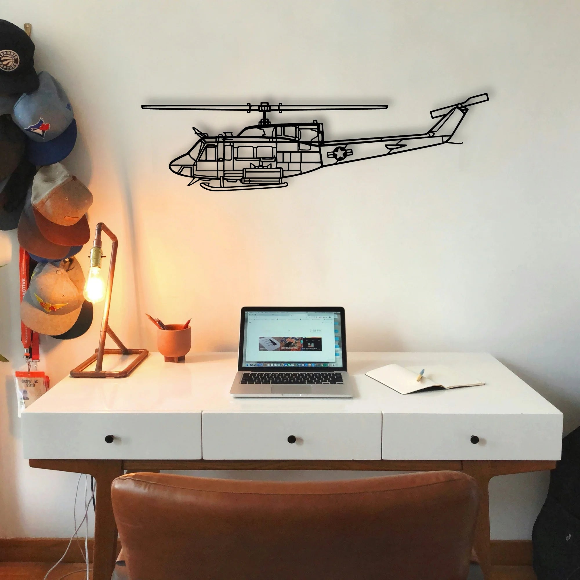 Uh 1N Huey Classic Aircraft Silhouette Metal Wall Art - Tinvibe