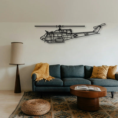 Uh 1N Huey Classic Aircraft Silhouette Metal Wall Art - Tinvibe