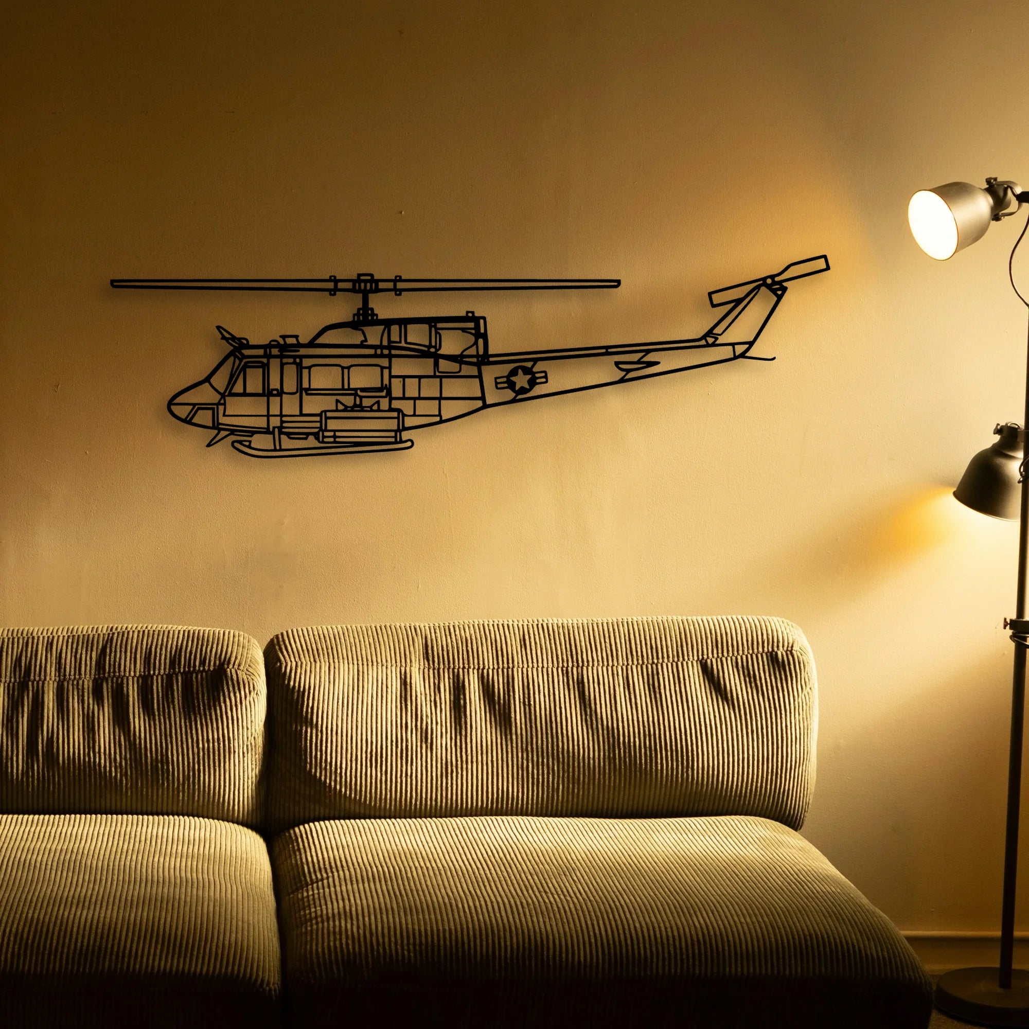 Uh 1N Huey Classic Aircraft Silhouette Metal Wall Art - Tinvibe