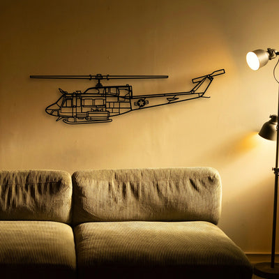 Uh 1N Huey Classic Aircraft Silhouette Metal Wall Art - Tinvibe