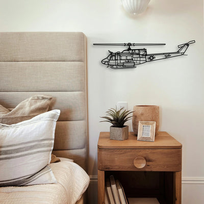 Uh 1N Huey Classic Aircraft Silhouette Metal Wall Art - Tinvibe