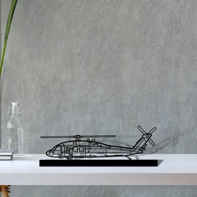 uh-60-black-hawk Silhouette Metal Art Stand - Tinvibe