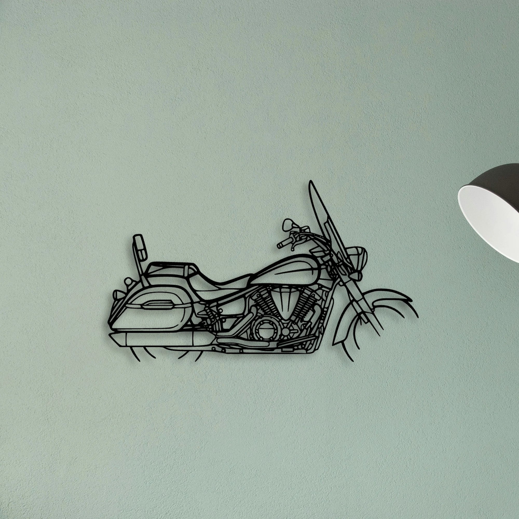 V Star 1300 Tourer Classic Motorcycle Silhouette Metal Wall Art - Tinvibe