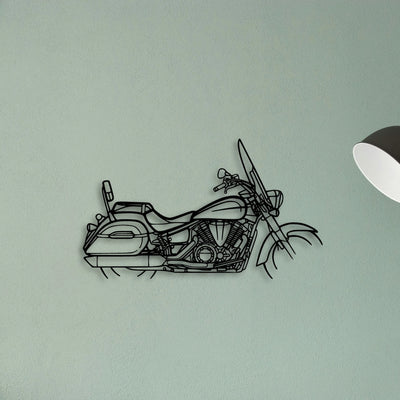 V Star 1300 Tourer Classic Motorcycle Silhouette Metal Wall Art - Tinvibe