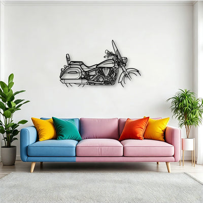 V Star 1300 Tourer Classic Motorcycle Silhouette Metal Wall Art - Tinvibe