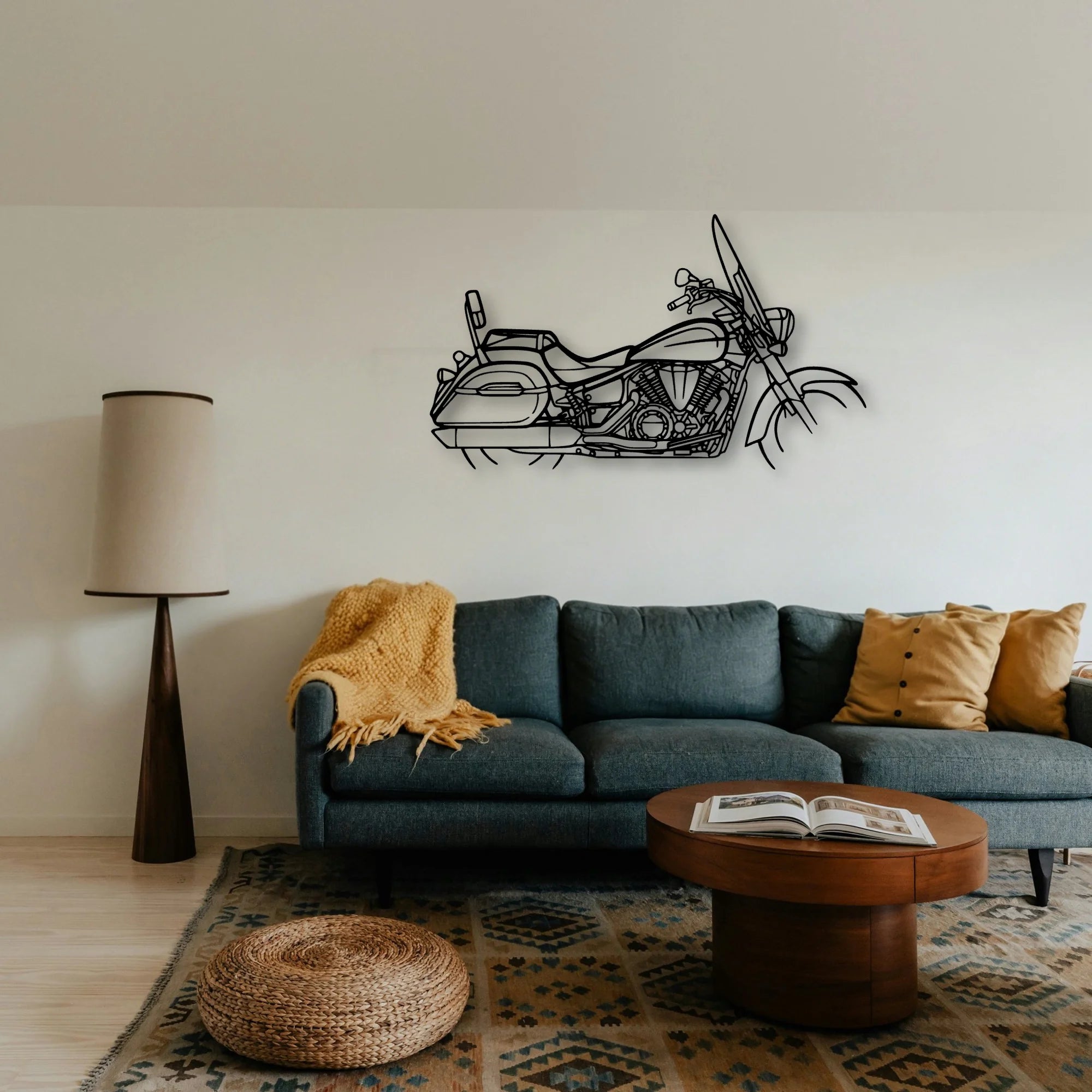 V Star 1300 Tourer Classic Motorcycle Silhouette Metal Wall Art - Tinvibe