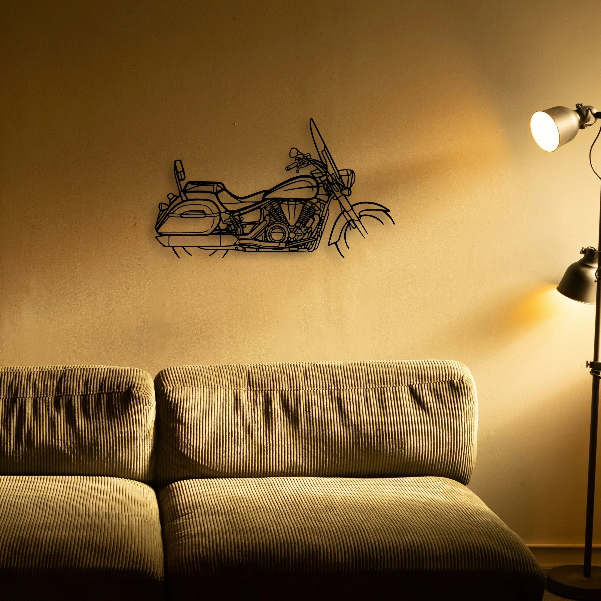 V Star 1300 Tourer Classic Motorcycle Silhouette Metal Wall Art - Tinvibe