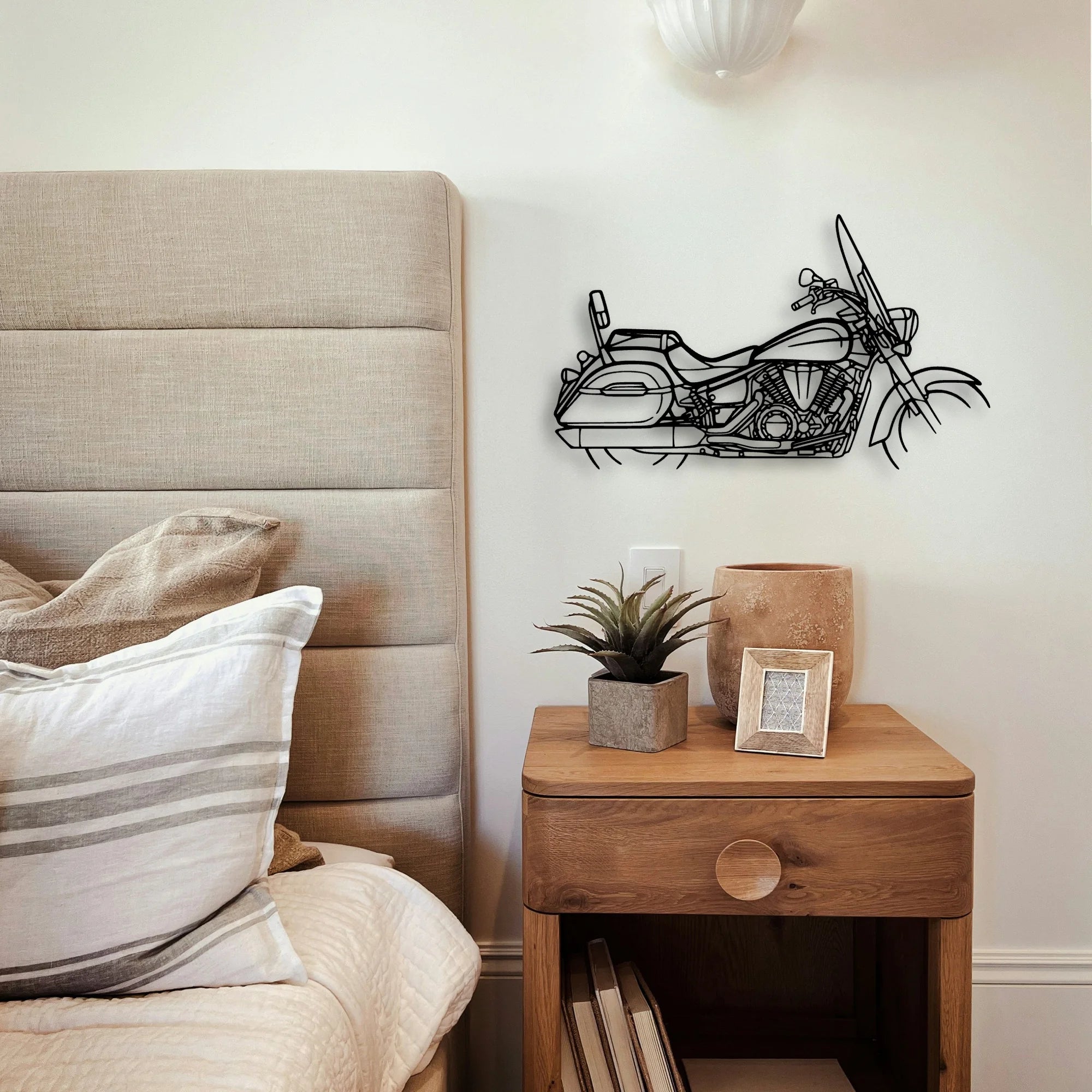 V Star 1300 Tourer Classic Motorcycle Silhouette Metal Wall Art - Tinvibe